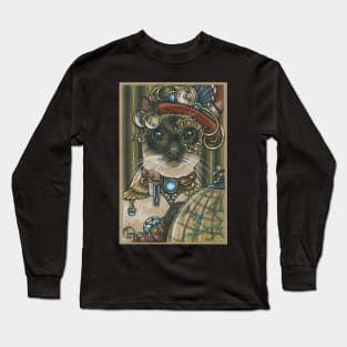 Steampunk Cat Traveler - Siamese Cat Long Sleeve T-Shirt